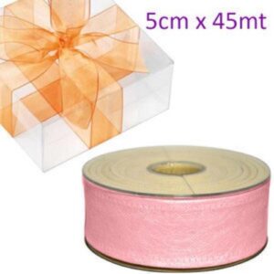 Rolo de cinta decorativa rosa de 50mm por 45m