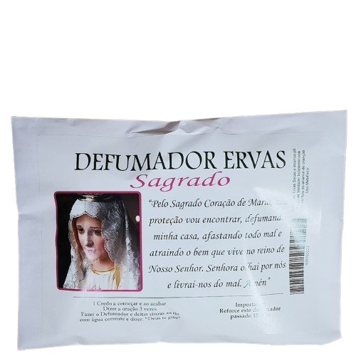 Defumador de Ervas Sagrado com embalagem branca e imagem religiosa