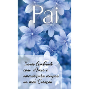 Etiqueta decorativa para velas com flores azuis e a palavra Pai