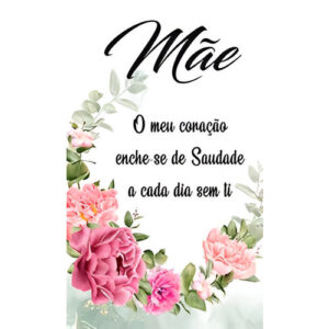 Etiqueta Decorativa para Velas com mensagem de saudade para Mãe, flores e design delicado