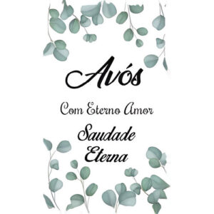 Etiqueta decorativa para velas com mensagem dedicada aos avós e design de folhas