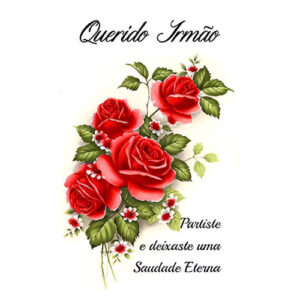 Etiqueta decorativa para velas com rosas vermelhas e texto 'Querido Irmão'