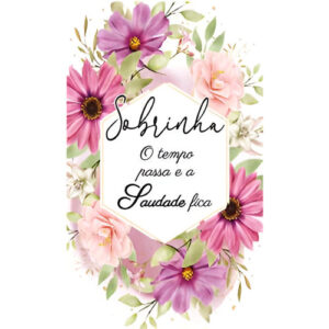 Etiqueta decorativa para velas com flores e mensagem para sobrinha