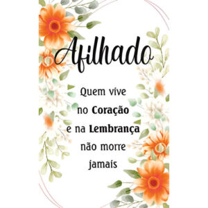 Etiqueta decorativa para velas com flores e texto 'Afilhado'