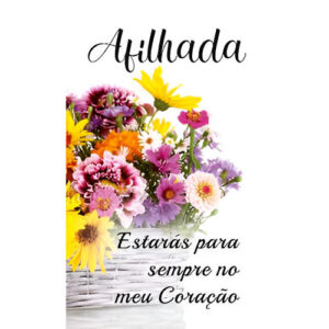 Etiqueta decorativa para velas com flores e mensagem para afilhada