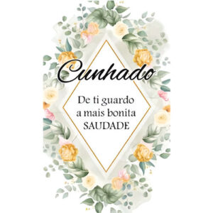 Etiqueta decorativa para velas com flores e texto Cunhado
