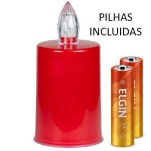 Vela Elétrica Vermelha com Pilhas Incluídas
