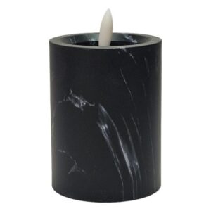 Vela Elétrica LED 10x9cm em Preto com acabamento marmoreado