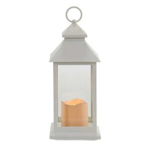 Lanterna branca de 31,5cm com vela elétrica LED