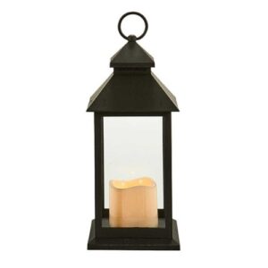 Lanterna preta de 31,5cm com vela elétrica LED