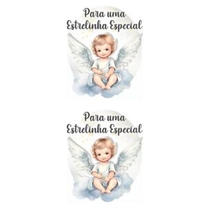 Etiqueta Decorativa para Velas com Anjo Pequeno