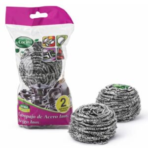 Esfregão de aço inox 40g em pack de 2 para limpeza
