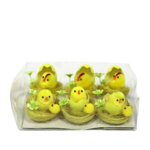 Ninhos decorativos com pintainhos para Páscoa, pack de 6