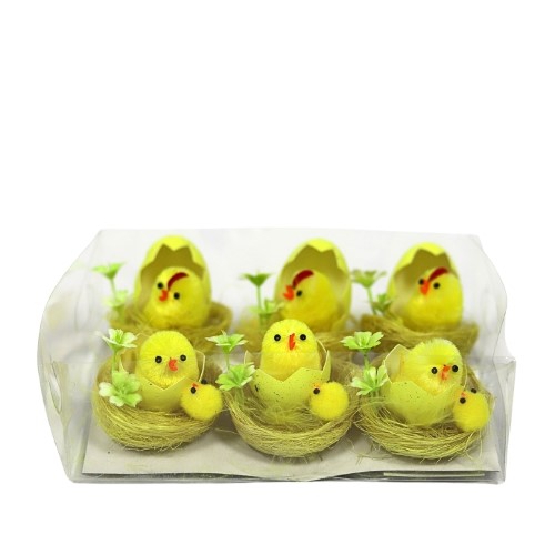 Ninhos decorativos com pintainhos para Páscoa, pack de 6