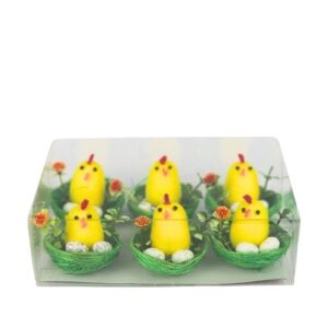 Ninhos Decorativos com Galinhas para Páscoa, pack de 6