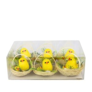 Ninhos decorativos com pintainhos para Páscoa, pack de 6