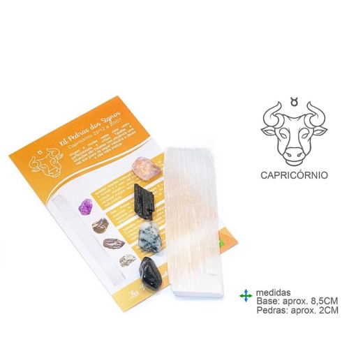 Kit Pedras dos Signos Capricórnio com cristais e instruções