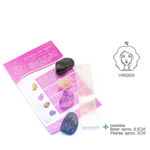 Kit Pedras dos Signos Virgem com cristais e instruções
