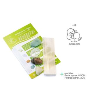 Kit Pedras dos Signos Aquário com várias pedras e base
