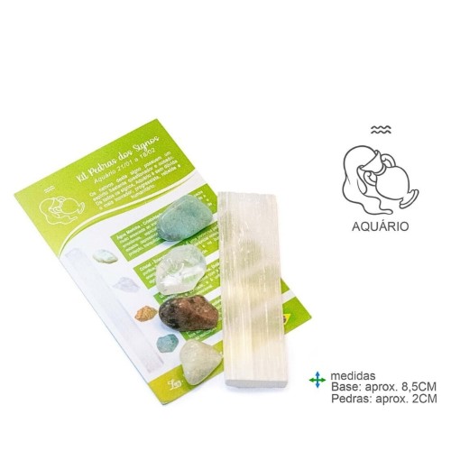 Kit Pedras dos Signos Aquário com várias pedras e base