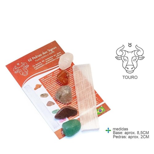 Kit Pedras dos Signos Touro com várias pedras coloridas