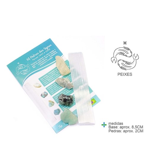 Kit Pedras dos Signos Peixes com cristais e instruções