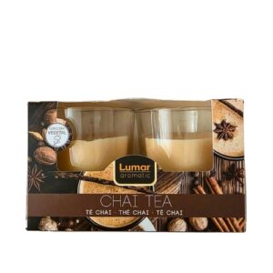 Pack de 2 velas perfumadas em copo de vidro com aroma a Chá Indiano
