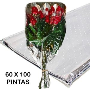 Manga prateada para ramos de flores com 60cm x 1m
