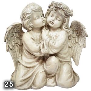 Casal de Anjos em Marfinite com 25cm de altura