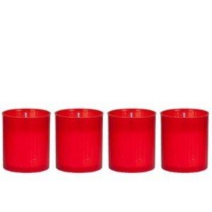 Pack de 4 velas vermelhas para cemitério, sem tampa, alinhadas