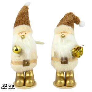 Decoração de Natal com Pai Natal dourado de 32cm