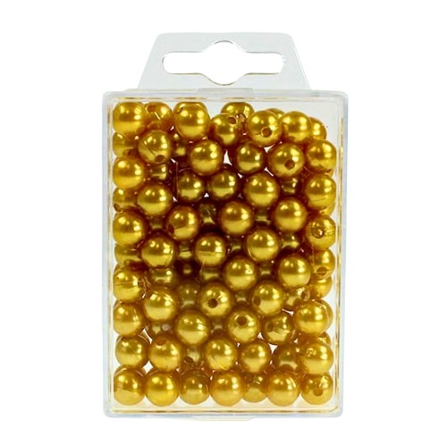Pérola dourada de 10mm com furo para acessórios