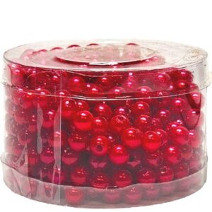 Pérola vermelha de 8mm com furo para acessórios