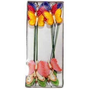 Pick decorativo de borboleta em feltro para arranjos, pack de 12