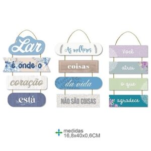 Placa de Parede em MDF com Texto 16,8x40cm