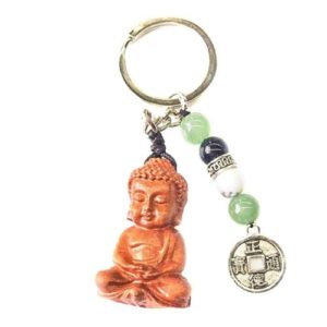 Porta-chaves com pedras semipreciosas e figura de Buda