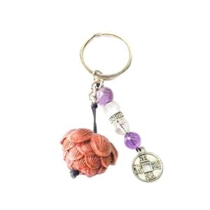 Porta-chaves com pedras semipreciosas e flor de lótus