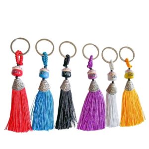 Porta-Chaves Gato da Sorte com várias cores e franjas