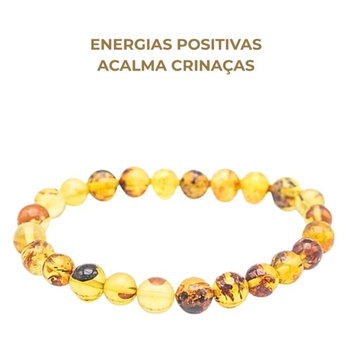 Pulseira de Âmbar 18cm com contas de 6mm