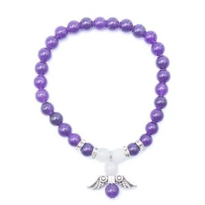 Pulseira Anjo da Guarda com pedras de ametista de 6mm