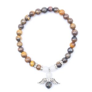 Pulseira de Pedras Anjo da Guarda 6mm com Olho de Tigre