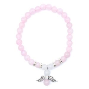 Pulseira de Pedras Anjo da Guarda 6mm em Quartzo Rosa