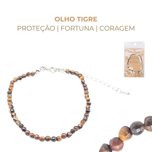 Pulseira de Pedras Semipreciosas 3mm Olho de Tigre