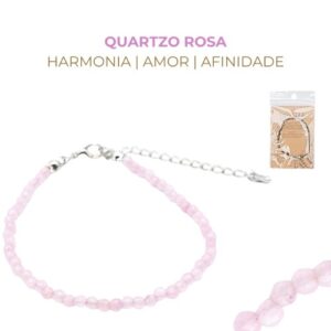 Pulseira de Pedras Semipreciosas Quartzo Rosa 3mm