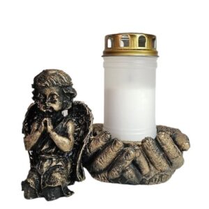 Porta-Velas Dourado com Anjo em Marfinite