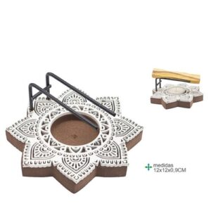 Queimador em Madeira 12x12cm com design Mandala