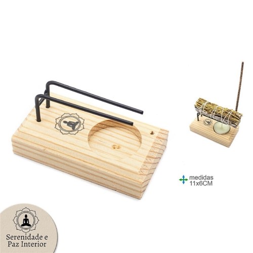 Queimador em Madeira 11x6cm com design de Buda