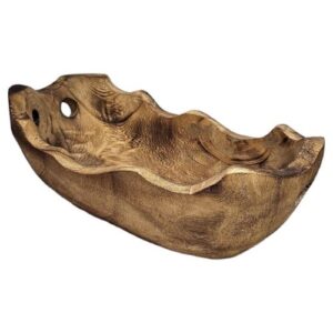 Taça decorativa em madeira 35x17,5x12cm para ambientes acolhedores