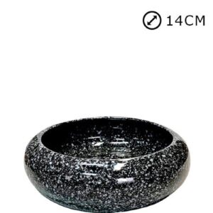 Taça Pneu Nº0 em cerâmica preta para cemitério, 14cm
