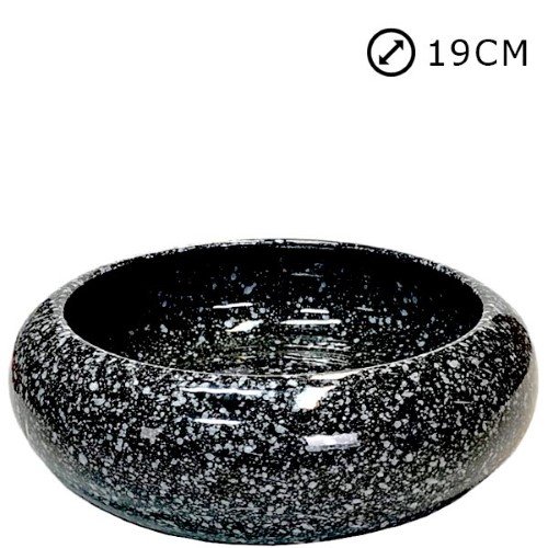 Taça Pneu Nº2 em cerâmica preta para cemitério, 19cm